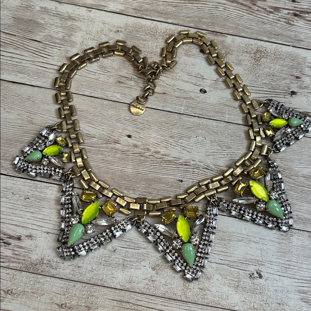 Stella & Dot Gold and Green Geometric Necklace